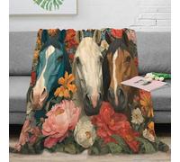 NGGADIWEG stampa 3D Horse portraits coperta da letto microfibra biancheria da letto soffice coperta da divano lavabile per regalo di inaugurazione casa Floral arte 50x60inch(127x152cm)