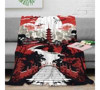 NGGADIWEG stampa 3D japanese architecture coperta per tutte le stagioni microfibra biancheria da letto non perde pelo coperta versatile anti-pilling per giovani in casa red and 80×90inch(200x230cm)