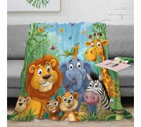 NGGADIWEG stampa 3D jungle animals coperta da letto microfibra biancheria da letto non perde pelo coperta da camera da letto calda per giovani single Children's cartoon 50x60inch(127x152cm)