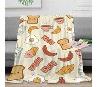 NGGADIWEG stampa 3D kawaii breakfas coperta da letto microfibra biancheria da letto compatta coperta da camera da letto morbida per regali per studenti carino cartoon food 40x50inch(100x130cm)