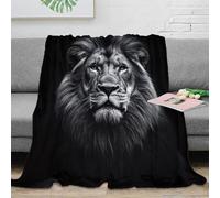 NGGADIWEG stampa 3D Lion ritratto coperta termica microfibra biancheria da letto traspirante coperta in pile morbida e calda non perde pelo per inverno Black and bianco wildlife 80×90inch(200x230cm)