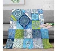 NGGADIWEG stampa 3D mandala patterns coperta per aria condizionata microfibra biancheria da letto leggera plaid per estate traspirante per regali estivi premurosi Blue green 50x60inch(127x152cm)