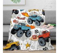 NGGADIWEG stampa 3D MonsterTrucks coperta da viaggio microfibra biancheria da letto compatta coperta da viaggio morbida per regali per chi viaggia per lavoro CartoonStyleAction 50x60inch(127x152cm)
