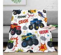 NGGADIWEG stampa 3D MonsterTrucks coperta in pile microfibra biancheria da letto pregiata coperta termica traspirante per regali per parenti CartoonKidsStyle 70×80inch(180x200cm)