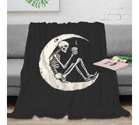 NGGADIWEG stampa 3D moon coffee coperta da letto microfibra biancheria da letto anti-pilling plaid da letto morbido per regali premurosi vintage spooky 50x60inch(127x152cm)
