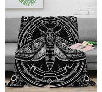 NGGADIWEG stampa 3D MothSymbol coperta in pile microfibra biancheria da letto non perde pelo coperta da letto calda per regali per la famiglia BlackAndWhiteArtStyle 40x50inch(100x130cm)