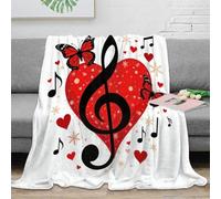 NGGADIWEG stampa 3D music notes coperta da pisolino microfibra biancheria da letto traspirante coperta da ufficio per regali per lavoratori smart working romantic heart design 40x50inch(100x130cm)
