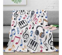 NGGADIWEG stampa 3D music notes coperta da viaggio microfibra biancheria da letto leggera plaid da viaggio compatto e morbido anti-pilling per spostamenti cartoon musical theme 60x80inch(150x200cm)