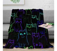 NGGADIWEG stampa 3D neon cats design coperta da camera da letto microfibra biancheria da letto anti-pilling plaid da camera morbido per regali per la camera vibrante cartoon 40x50inch(100x130cm)