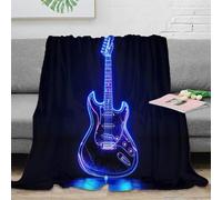 NGGADIWEG stampa 3D neon guitar coperta in pile microfibra biancheria da letto non perde pelo coperta da letto calda per giovani in camera da letto electric rock 50x60inch(127x152cm)