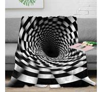 NGGADIWEG stampa 3D Optical illusion coperta da ufficio microfibra biancheria da letto anti-pilling coperta da riposo calda per lavoratori giovani Black bianco 40x50inch(100x130cm)