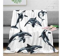 NGGADIWEG stampa 3D Orca whales coperta in pile microfibra biancheria da letto traspirante plaid in pile morbido per regali per amanti del comfort Watercolor ocean arte 50x60inch(127x152cm)