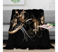NGGADIWEG stampa 3D Ornate flowers coperta da viaggio microfibra biancheria da letto morbida coperta da riposo anti-pilling per giovani in viaggio lavoro gold floreale design 60x80inch(150x200cm)
