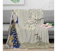 NGGADIWEG stampa 3D Peacock in bloom plaid da divano microfibra biancheria da letto non perde pelo coperta da divano morbida per giovani in relax Asian ink painting 50x60inch(127x152cm)