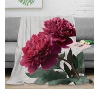 NGGADIWEG stampa 3D Peony blooms coperta da viaggio microfibra biancheria da letto morbida coperta da riposo anti-pilling per giovani in viaggio lavoro Botanical giardino arte 40x50inch(100x130cm)