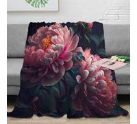 NGGADIWEG stampa 3D Peony blooms coperta per aria condizionata microfibra biancheria da letto morbida coperta per estate leggera per giovani in vacanza estiva Botanical arte 40x50inch(100x130cm)