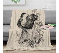 NGGADIWEG stampa 3D Pitbull ritratto coperta in pile microfibra biancheria da letto pregiata coperta termica traspirante per regali per parenti Black and bianco sketch 40x50inch(100x130cm)