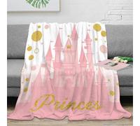 NGGADIWEG stampa 3D Princess castle coperta in pile microfibra biancheria da letto non perde pelo coperta da letto calda per regali per la famiglia Pink fairy tale 60x80inch(150x200cm)