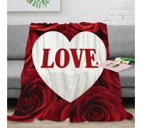NGGADIWEG stampa 3D Romantic roses coperta microfibra biancheria da letto lavabile e anti-pilling coperta da riposo morbida e calda per relax quotidiano Valentine heart design 40x50inch(100x130cm)