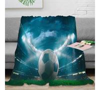 NGGADIWEG stampa 3D Soccer ball coperta da camera da letto microfibra biancheria da letto anti-pilling plaid da camera morbido per regali per la camera Stadium night scena 60x80inch(150x200cm)
