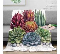 NGGADIWEG stampa 3D Succulent plants coperta microfibra biancheria da letto lavabile e morbida coperta da viaggio leggera per studenti in gite scolastiche Botanical illustrazione 80×90inch(200x230cm)