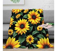 NGGADIWEG stampa 3D Sunflower blooms coperta da camera da letto microfibra biancheria da letto compatta coperta da letto morbida per monolocali studenteschi Botanical giardino 80×90inch(200x230cm)