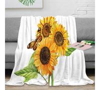 NGGADIWEG stampa 3D Sunflower blooms coperta termica microfibra biancheria da letto non perde pelo coperta da letto calda per regali per notti fredde Botanical illustrazione 80×90inch(200x230cm)