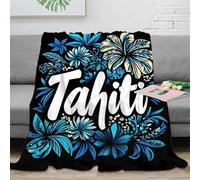 NGGADIWEG stampa 3D Tahiti floreale coperta da salotto microfibra biancheria da letto morbida e calda plaid da salotto soffice e non perde pelo per soggiorno Tropical blue arte 70×80inch(180x200cm)