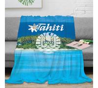 NGGADIWEG stampa 3D Tahiti island coperta da pisolino microfibra biancheria da letto leggera coperta da viaggio compatta e morbida anti-pilling per viaggi tropical beach scena 60x80inch(150x200cm)