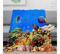 NGGADIWEG stampa 3D Underwater scena coperta da viaggio microfibra biancheria da letto compatta e morbida plaid da viaggio caldo anti-pilling per uso versatile Tropical fish reef 40x50inch(100x130cm)