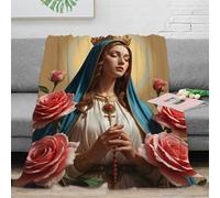 NGGADIWEG stampa 3D Virgin Mary coperta in pile microfibra biancheria da letto termica plaid in pile morbido e caldo non perde pelo per uso domestico Religious icon arte 50x60inch(127x152cm)
