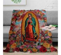 NGGADIWEG stampa 3D Virgin Mary coperta in pile microfibra biancheria da letto termica plaid in pile morbido e caldo non perde pelo per uso domestico religious icon 40x50inch(100x130cm)