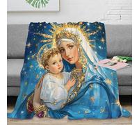 NGGADIWEG stampa 3D Virgin Mary coperta microfibra biancheria da letto compatta e morbida coperta da viaggio leggera per studenti in trasferta Religious icon arte 40x50inch(100x130cm)