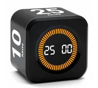 NGIFERA Visual Productivity Timer 5, 10, 25, 50 minuti preimpostato, cubo da scrivania con sensore di gravità per ADHD, funzioni mute, ideale per lavoro, studio, cucina, rientro a scuola (1, nero)