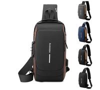 NGIRJKKLL Borsa a tracolla antifurto in fibra di carbonio, borsa a tracolla impermeabile sportiva con ricarica USB, borse a tracolla casual per sport, A#, 31cm * 17cm * 9cm