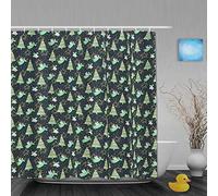 Ngkaglriap Tenda da Doccia Personalizzata,Annata del Regalo di Nuovo Anno della Stampa dei Modelli dell'albero di Natale di Angelo,Materiale Poliestere e con Ganci 180 * 180cm