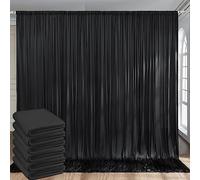 NGNVKDID 30ft x 10ft Wrinkle Free Black Backdrop Curtains for Parties, Thick Polyester Black Photo Backdrop Drapes Panels for Birthday Wedding Party Photography Background(Black,30ftx8ft)