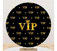 NGNVKDID 6ft VIP Round Backdrop Cover Black and Golden Star Royal Crown Circle Background Polyester Red Carpet Event Newborn Catwalks Stage Premiere Party Birthday Wedding Decor Portraits Props