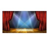 NGNVKDID 7x5ft Vinyl Theater Stage Theme Backdrop Photography Background Stage Spotlights Red Curtains Wooden Floor Festival Celebration Backdrop Children Baby Adults Portraits Photo Studio(20x10ft)