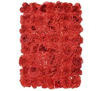 NGNVKDID Artificial Flower Wall, Artificial Flower Wall Silk Rose, Used for Wedding BACKGROUND-2416 INCHES, Rayon Flower Wall, Used for Party, Church Wall, Stage Background Decoration,(Red)