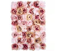 NGNVKDID Artificial Flower Wall, Artificial Flower Wall Silk Rose, Used for Wedding BACKGROUND-2416 INCHES, Rayon Flower Wall, Used for Party, Church Wall, Stage Background Decoration,(Autumn Purple)