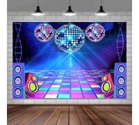 NGNVKDID Dance Party Backdrop Retro 80s 90s Theme Stage Dance Ball Music Birthday Party Decoration DJ Photography Background 5 x 3 ft for Baby Shower Picture Photo Shoot Polyester Fabric(N1834,6x4ft)