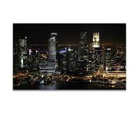 NGNVKDID Famous City Night View Backdrop 14x8FT Aerial View Nightscape Skyscraper Theme Photography Background for Portrait Party Bar Club Pub Wallpaper Decor Studio Photo Props Scene Stage Vinyl
