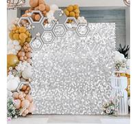 NGNVKDID Light Gold Shimmer Wall Backdrop 6ftx4ft Sparkly Background Birthday Sequin Photo Backdrop for Parties Wedding Anniversary Bridal Shower Stage Decorations(Silver,6ftx4ft)