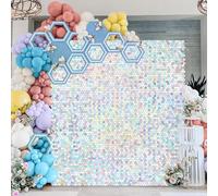 NGNVKDID Light Gold Shimmer Wall Backdrop 6ftx4ft Sparkly Background Birthday Sequin Photo Backdrop for Parties Wedding Anniversary Bridal Shower Stage Decorations(Rainbow Silver,6ftx4ft)