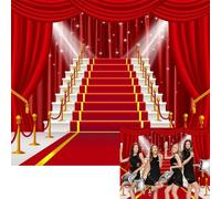 NGNVKDID Red Carpet Backdrop Red Curtain Stage Backdrop 10x8ft Golden Glitter Star Photography Background Movie Party Graduation Event Stage Birthday Party Decoration Banner Photo Studio