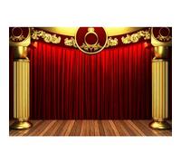 NGNVKDID Theater Stage Theme Photography Backdrop Golden Pillar Photo Studio Props Background for Wedding Birthday Party Show Decoration Banner Red Curtain on Golden Stage Show Decor(12x8ft)