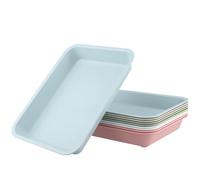 NGOSUET 10 Vassoi Da Portata Rettangolari in Plastica PP Antiscivolo Impilabili Riutilizzabili 5 Colori per Cucina Sala Da Pranzo 30,5 x 23 x 4,5 cm