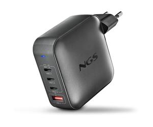 NGS Bud 165 W - Caricatore da Parete Ultra Veloce con 4 porte, 3 USB-C(PD3.1 & PPS) 1 USB-A (QC 3.0 30 W) Compatto e Portatile per Smartphone Tablet Portatili Materiali GAN ignifughi Ricarica