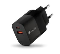 NGS BUD 45W - Caricatore a muro GAN 45 W, 2x USB-C PD e PPS + 1x USB-A QC 3.0, 3 porte, ricarica rapida simultanea, compatto, smartphone, tablet e laptop